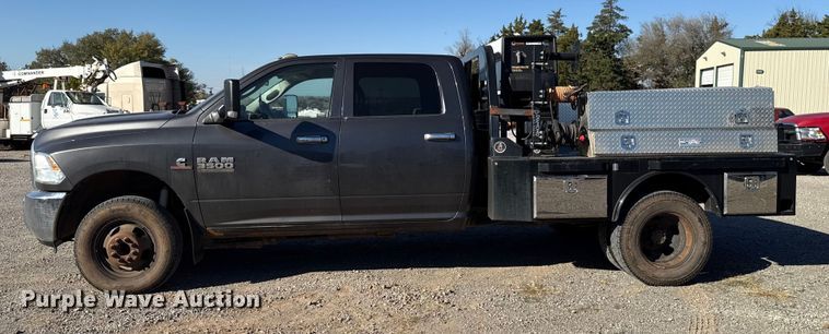 image for item EU5401 2014 RAM 3500 Crew Cab flatbed pickup truck