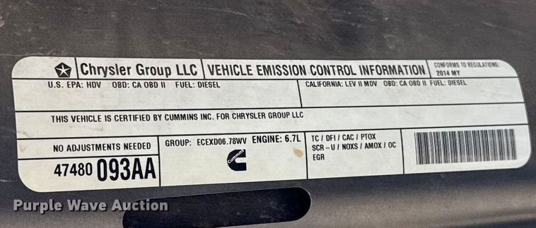 image for item EU5401 2014 RAM 3500 Crew Cab flatbed pickup truck