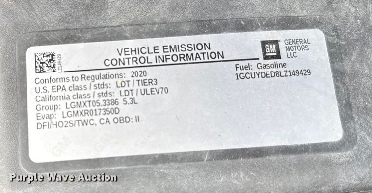 image for item EU6327 2020 Chevrolet Silverado 1500 LT Crew Cab pickup truck