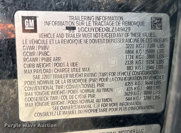 image for item EU6327 2020 Chevrolet Silverado 1500 LT Crew Cab pickup truck