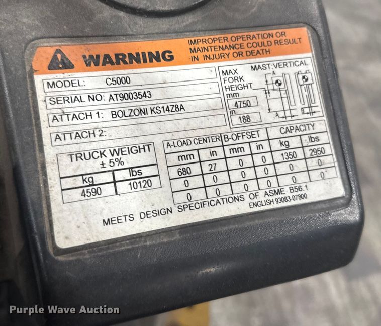 image for item EU6340 Caterpillar C5000 forklift