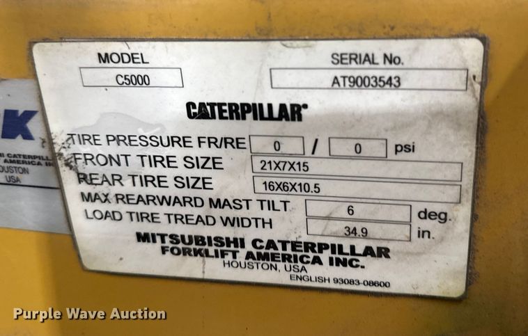 image for item EU6340 Caterpillar C5000 forklift