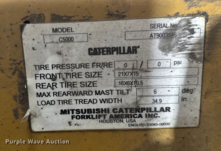 image for item EU6341 Caterpillar C5000 forklift