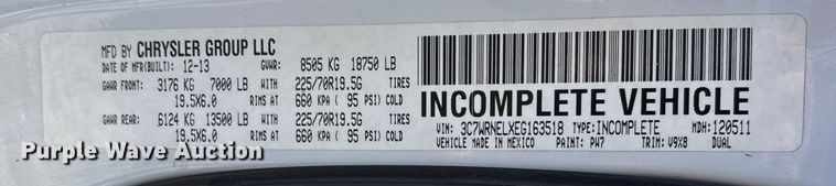 image for item EV3263 2014 RAM 5500 flatbed truck