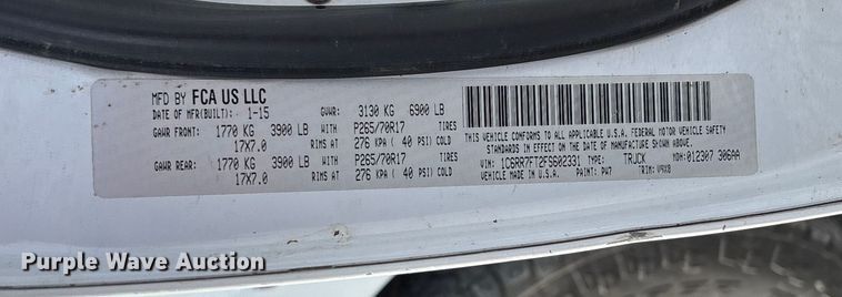 image for item EV3274 2015 RAM 1500 Quad Cab pickup truck