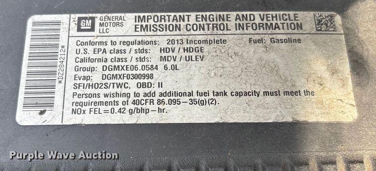 image for item EV3316 2013 GMC Sierra 2500 Ext. Cab utility bed pickup truck