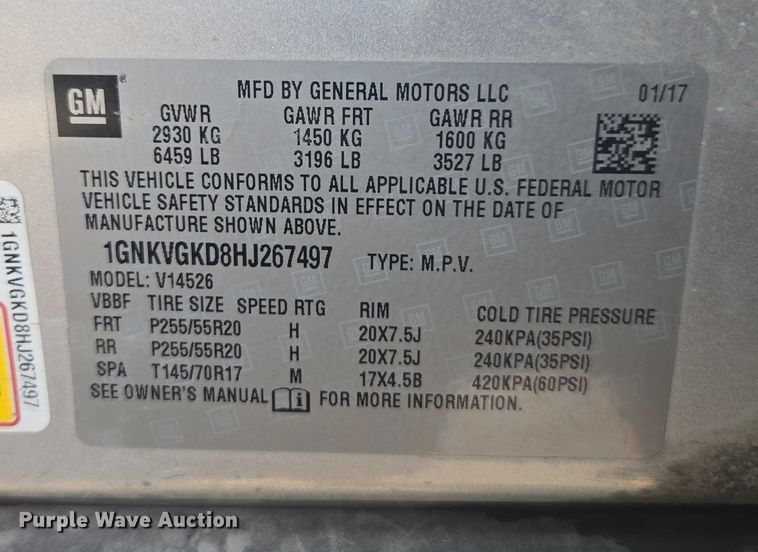 image for item EV5489 2017 Chevrolet Traverse LT SUV