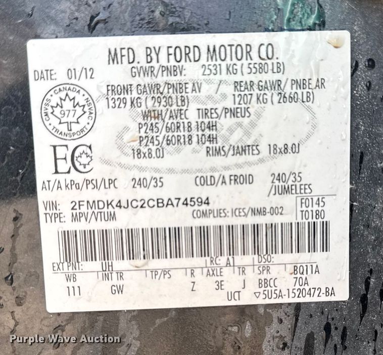 image for item FB4514 2012 Ford Edge SUV