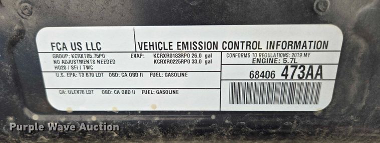 image for item FB9473 2019 RAM 1500 Big Horn Crew Cab pickup truck