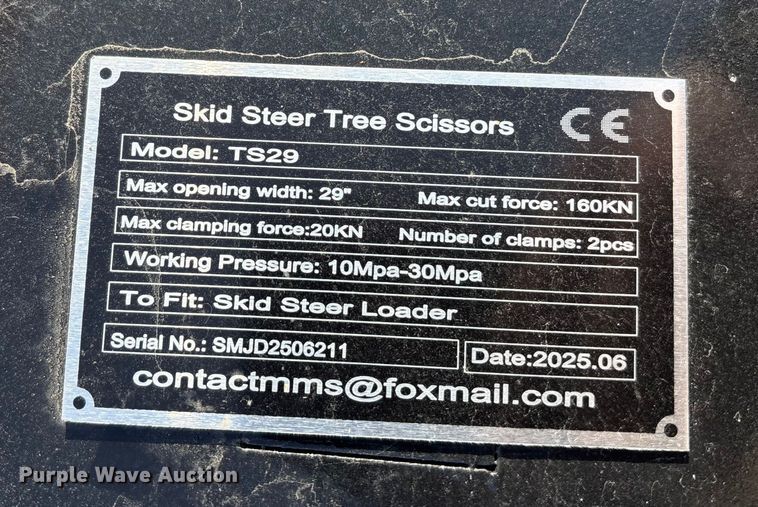 image for item FG1513 GIYI TS29 skid steer tree shear