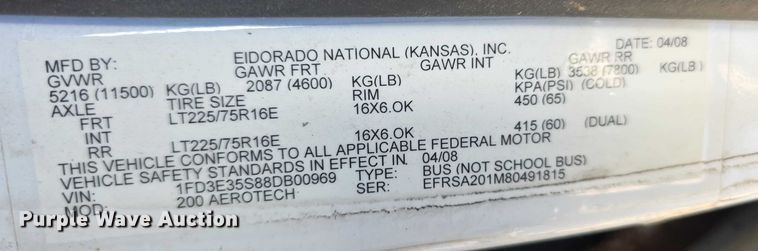 image for item FI0676 2008 El Dorado 200 Aerotech shuttle bus