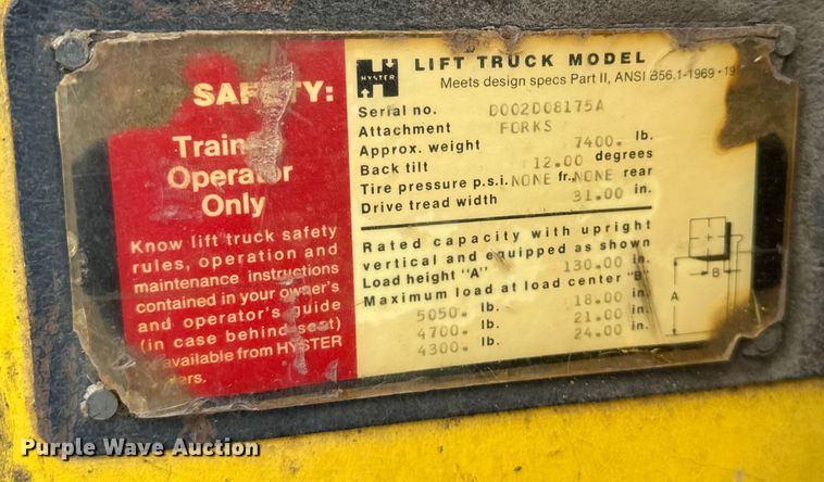 image for item FK0584 Hyster forklift