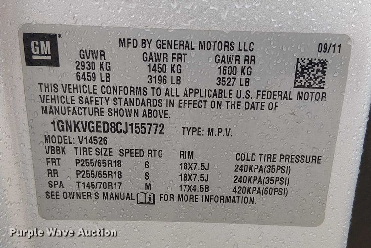 image for item FK0688 2012 Chevrolet Traverse  SUV