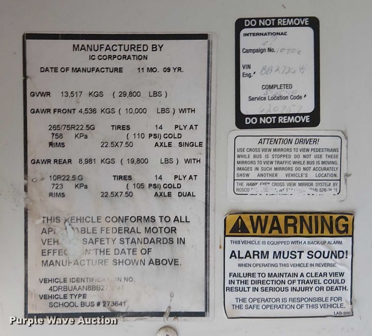 image for item FK0689 2011 IC PB105 school bus