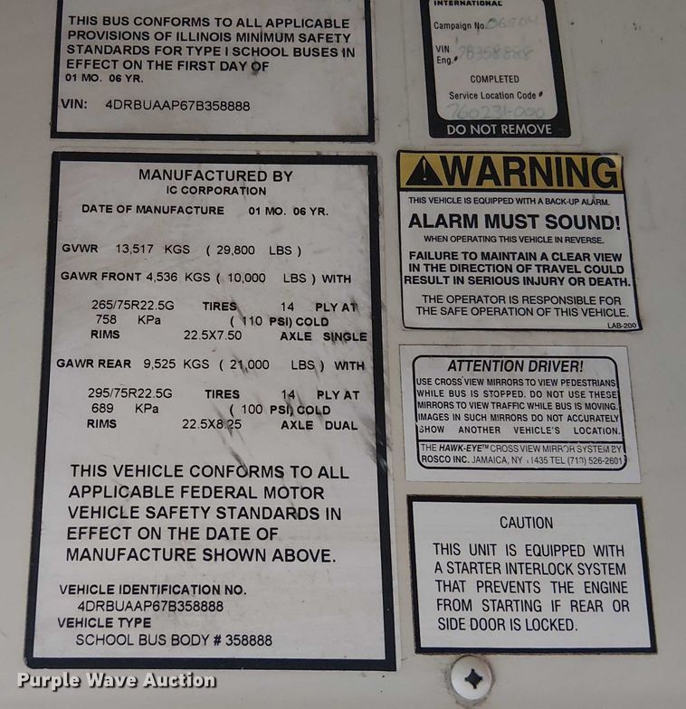 image for item FK0690 2007 IC PB105 school bus