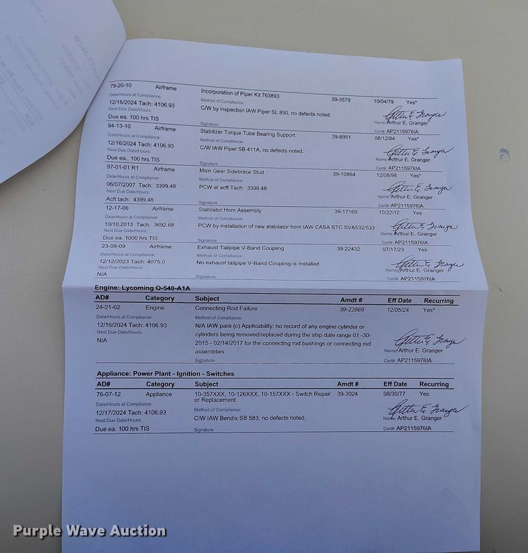 image for item IH9346 1958 Piper Comanche 250 airplane