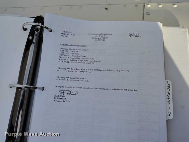 image for item IH9346 1958 Piper Comanche 250 airplane