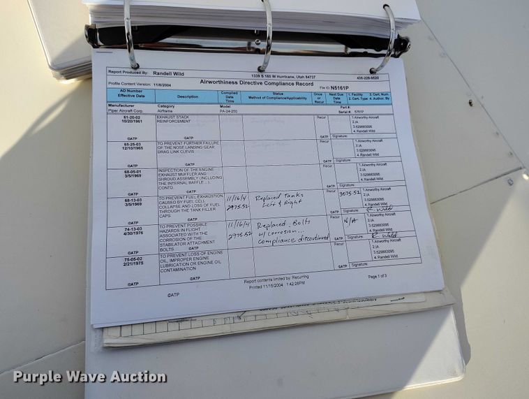 image for item IH9346 1958 Piper Comanche 250 airplane