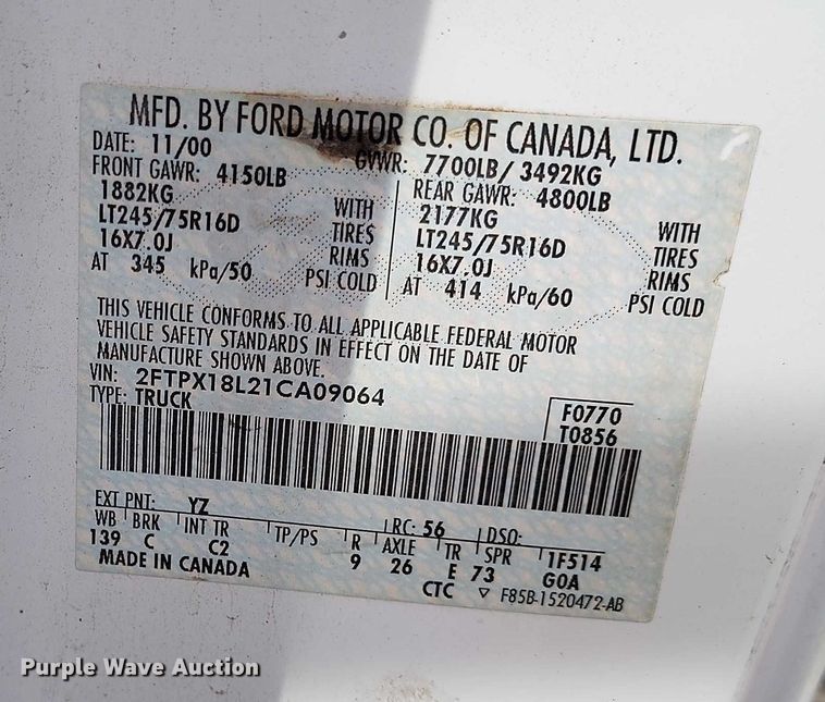 image for item IH9348 2001 Ford F150 SuperCab pickup truck