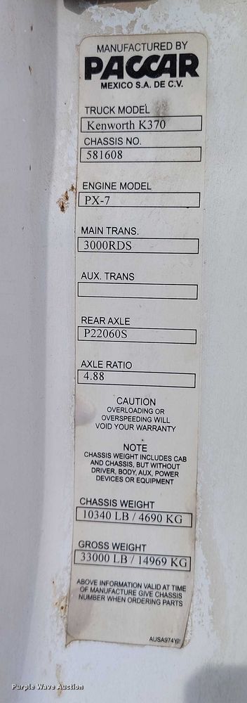 image for item IP9745 2017 Kenworth K370 refuse truck