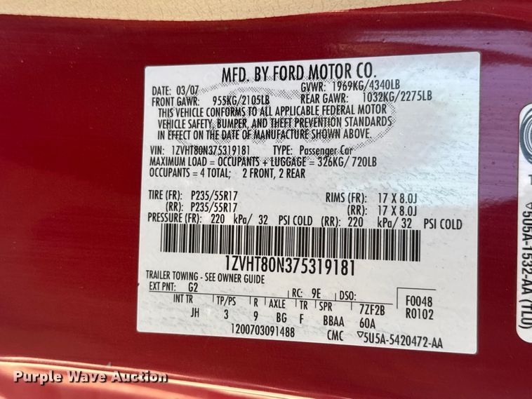 image for item NA9838 2007 Ford Mustang 