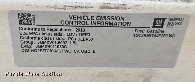 image for item NA9953 2018 Chevrolet Malibu 