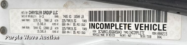 image for item NA9976 2013 RAM 4500 truck cab and chassis