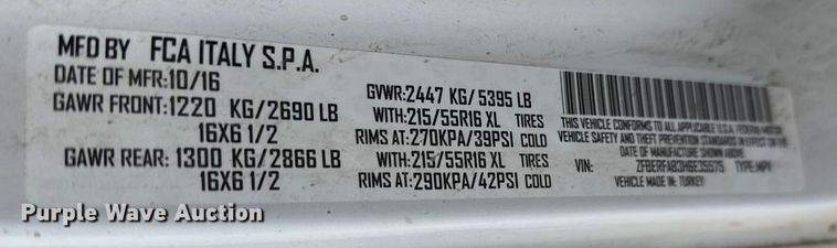 image for item NA9977 2017 RAM Promaster City van