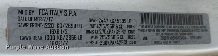 image for item NA9979 2017 RAM Promaster City van