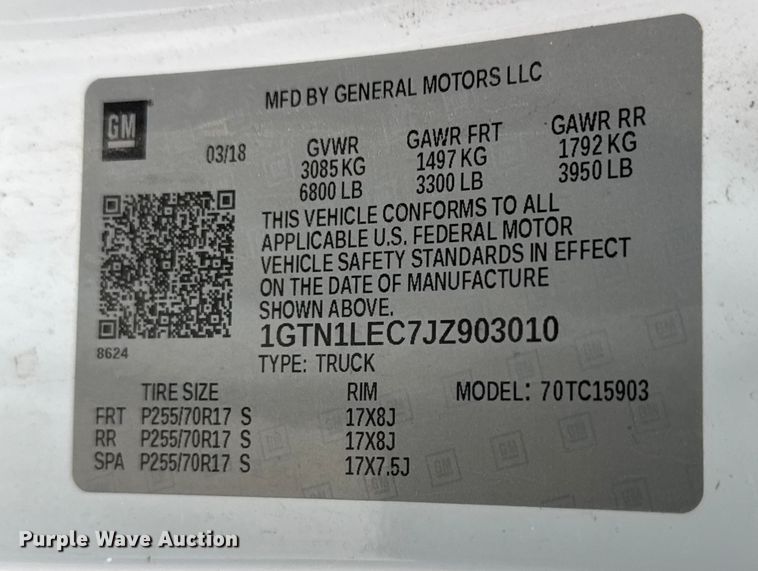 image for item NA9980 2018 GMC Sierra 1500 pickup truck