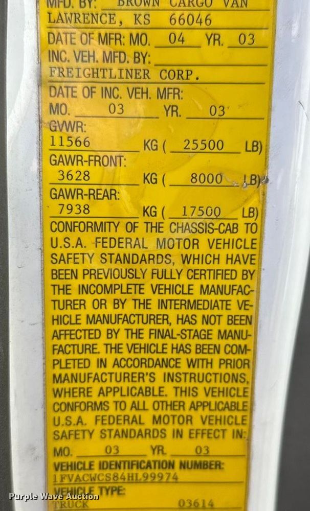 image for item NB9002 2004 Freightliner Business Class M2 box truck