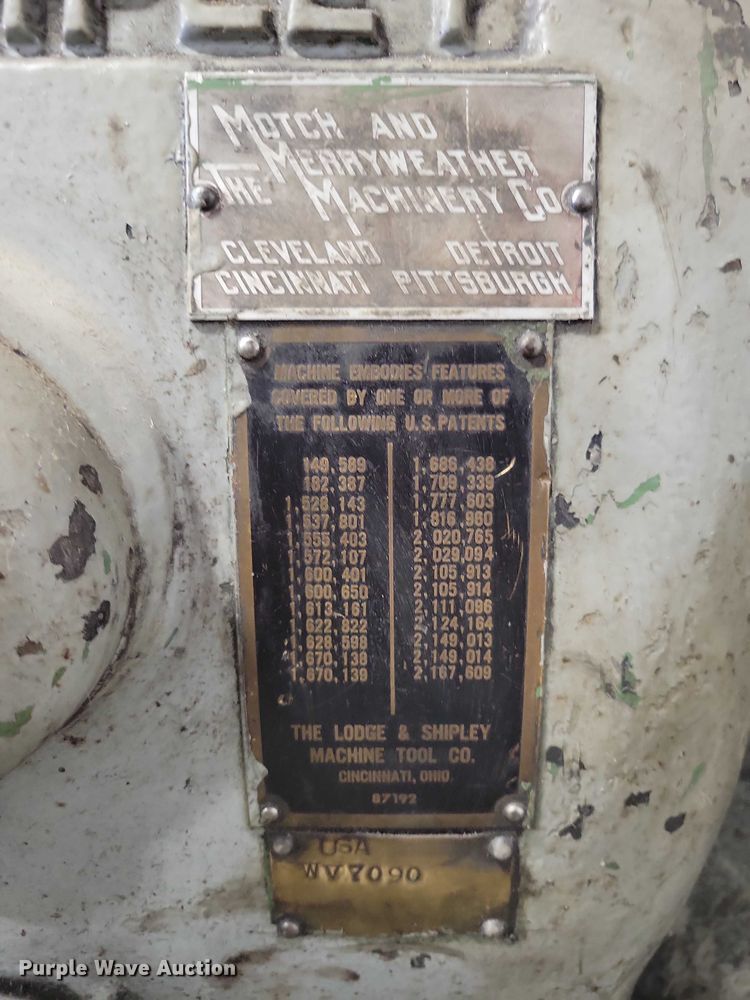 image for item NO9777 Lodge & Shipley WV7090 metal lathe