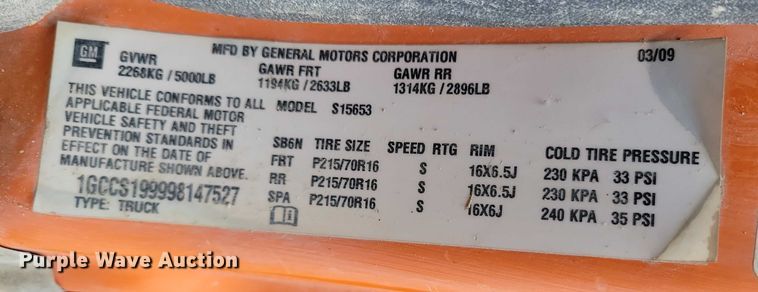 image for item NO9787 2009 Chevrolet Colorado Ext. Cab pickup truck