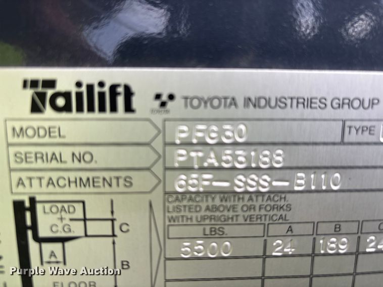 image for item YA1013 Tailift PFG30 forklift