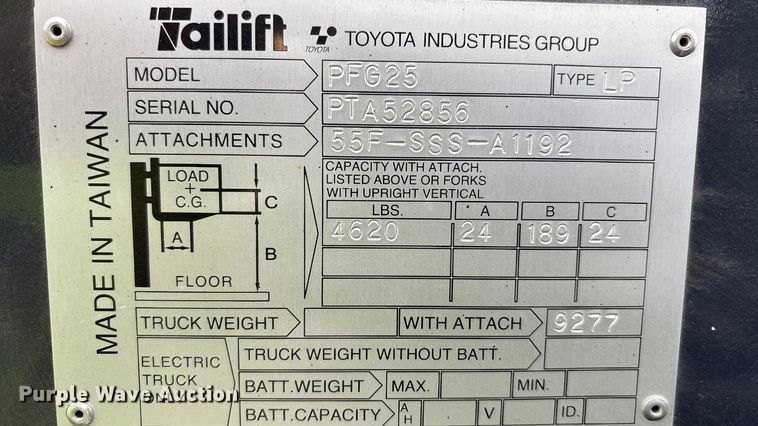 image for item YA1014 Tailift PFG25 forklift