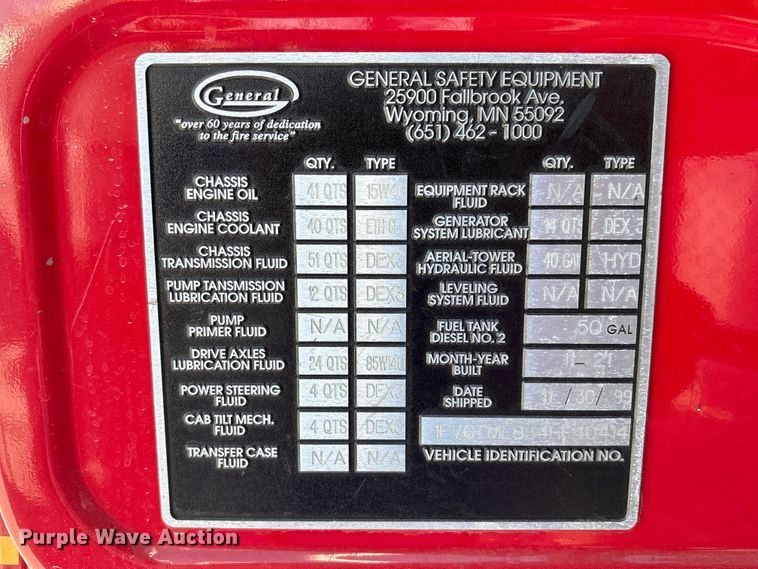 image for item YA1212 2000 Freightliner FL112 tractor-drawn aerial fire truck