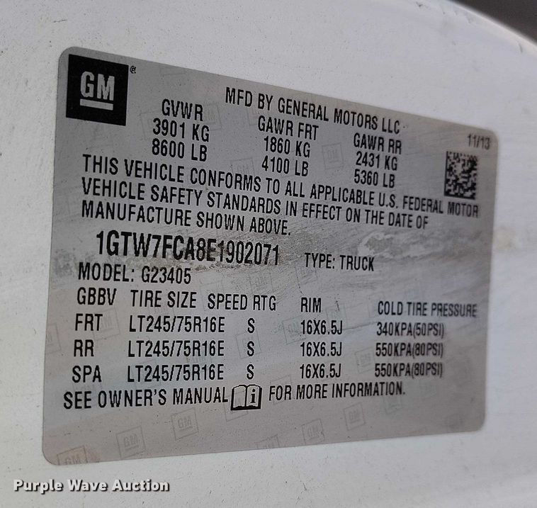 image for item YA1397 2014 GMC Savana G2500 van