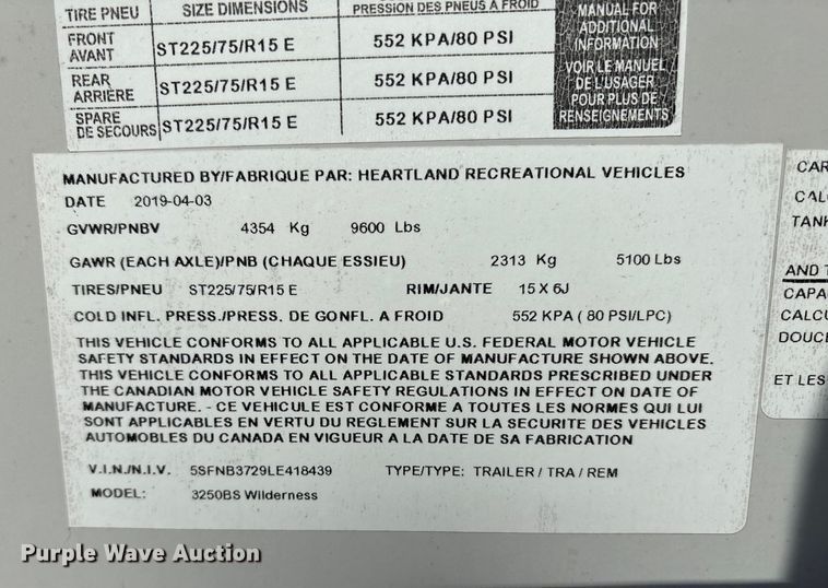 image for item YA1609 2020 Heartland  Wilderness camper