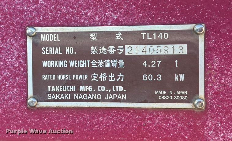 image for item DK0130 2008 Takeuchi TL140 tracked skid steer loader