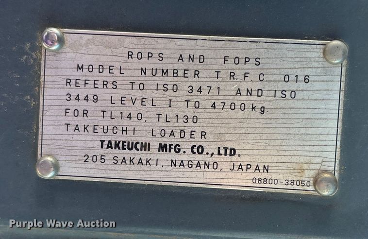 image for item DK0131 2007 Takeuchi TL140 tracked skid steer loader