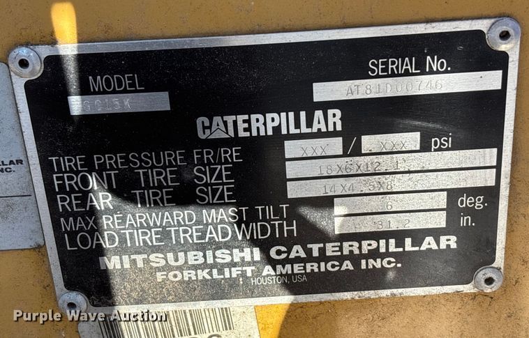 image for item DK0155 Caterpillar C15K forklift