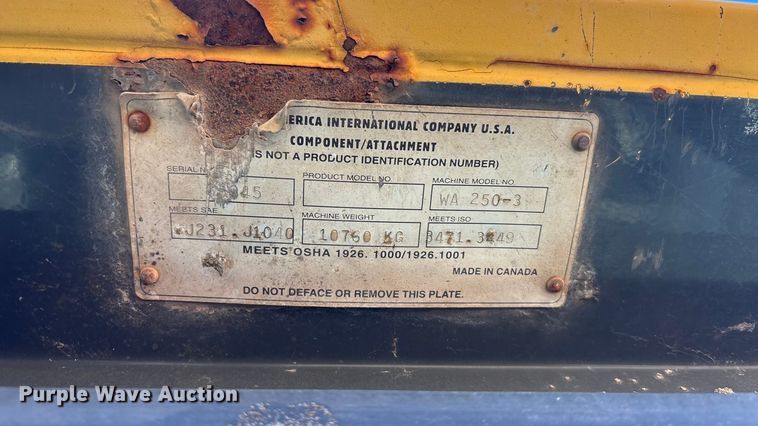 image for item DK0158 1999 Komatsu WA250-3L wheel loader