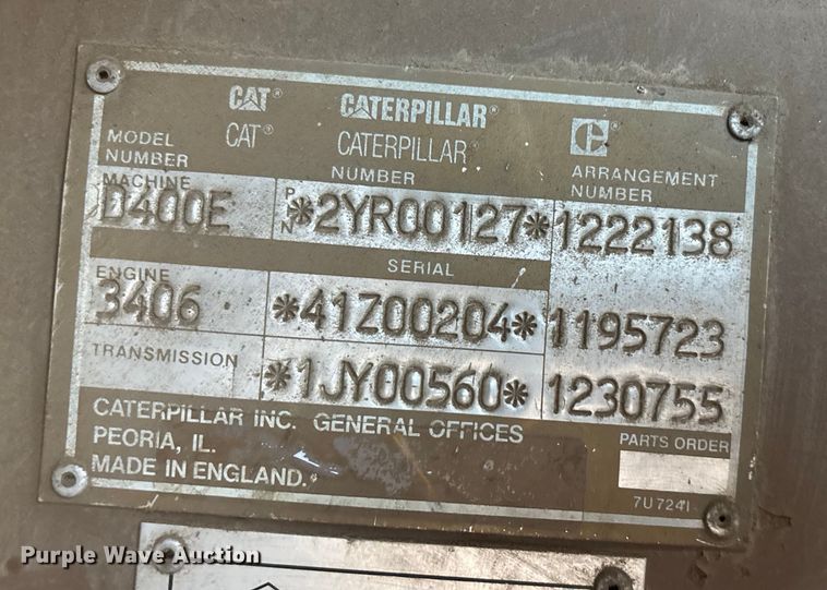 image for item DK0210 1996 Caterpillar D400 E articulated haul truck