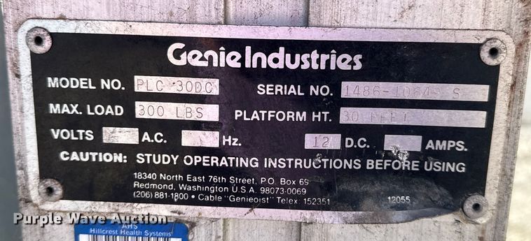 image for item DQ4127 Genie PLC 30DC vertical lift