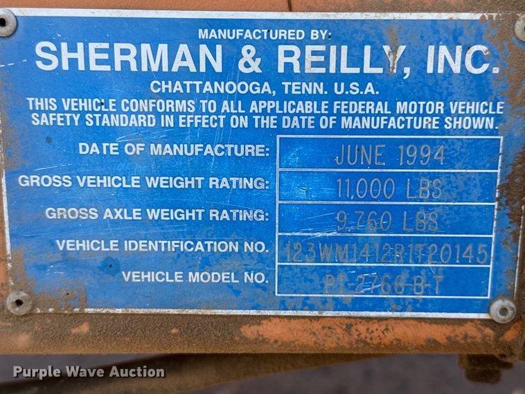 image for item DQ7739 1994 Sherman & Reilly PT-2766-B-T reel trailer