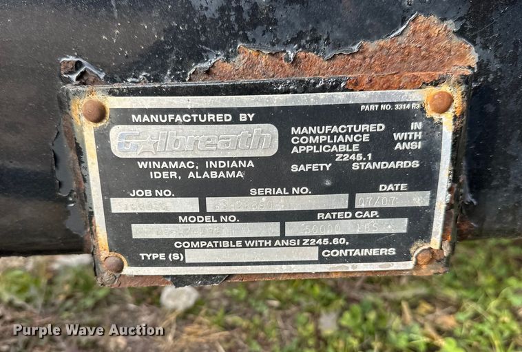 image for item DT6413 2007 Galbreath U5-HK-176 hook lift bed