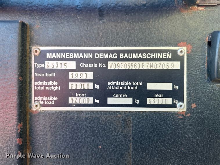 image for item DT6428 1990 Mannesmann Demag Baumaschinen AC335 crane