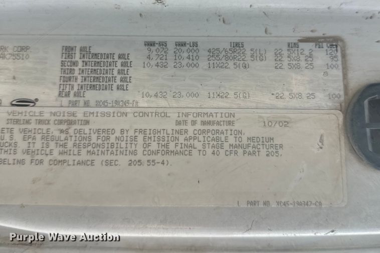 image for item DT6434 2003 Sterling L-Line truck cab and chassis