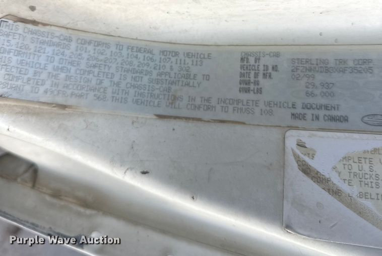 image for item DT6435 1999 Sterling L-Line truck cab and chassis