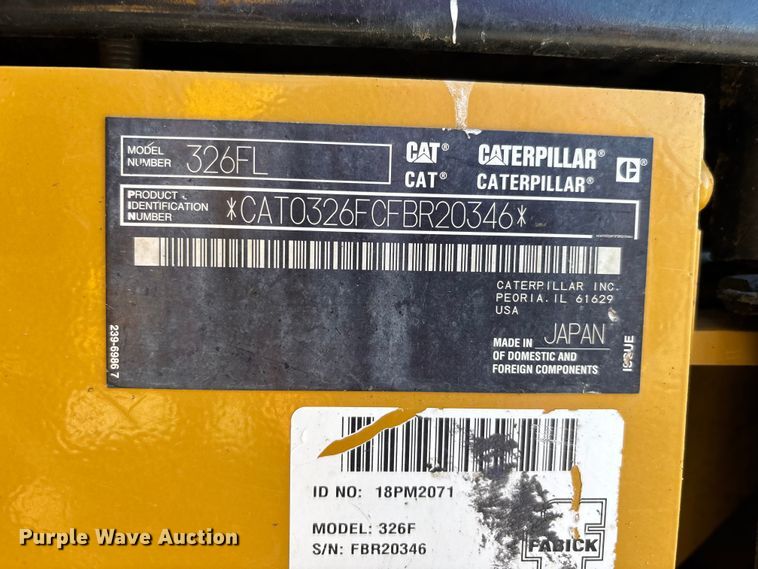 image for item DU1437 2018 Caterpillar 326F L long reach excavator